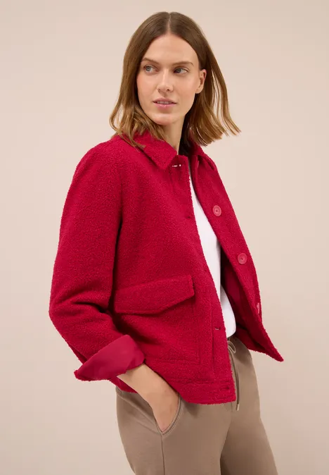 Jacke in Wolloptik beaujolais red