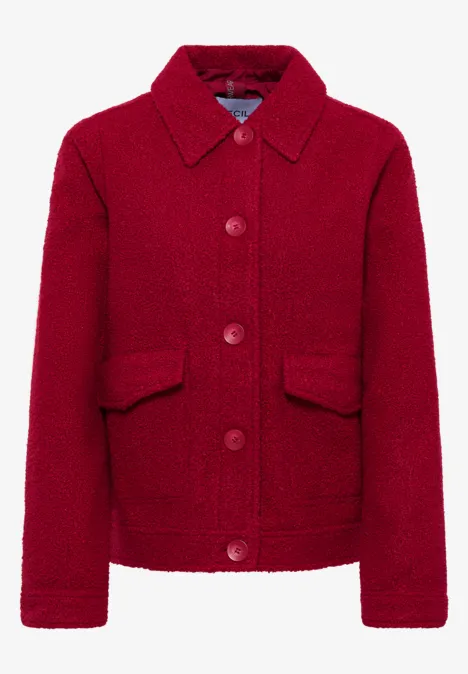 Wol-look jas beaujolais red