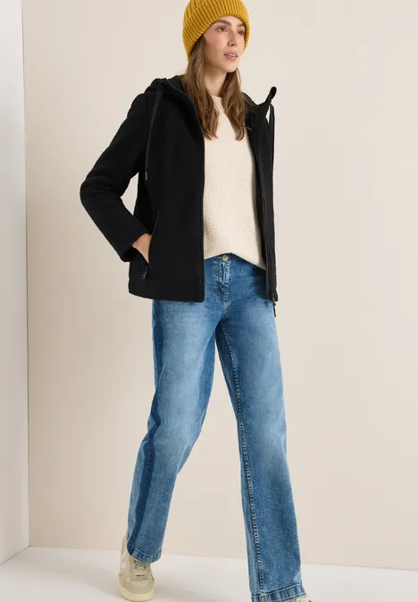 Veste courte en optique laine Black