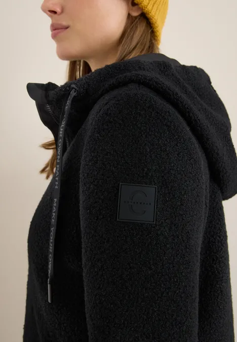 Veste courte en optique laine Black
