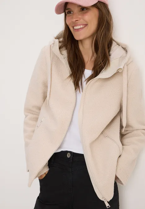 Kurze Wolloptik-Jacke teddy vanilla white