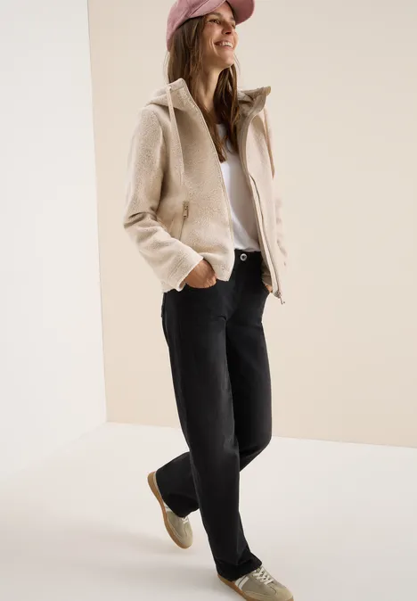 Veste courte en optique laine teddy vanilla white