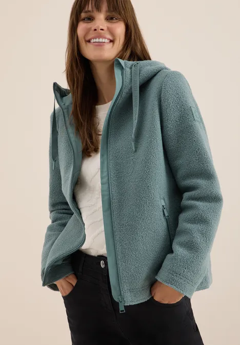 Kurze Wolloptik-Jacke ice hill green