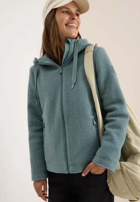 Veste courte en optique laine ice hill green