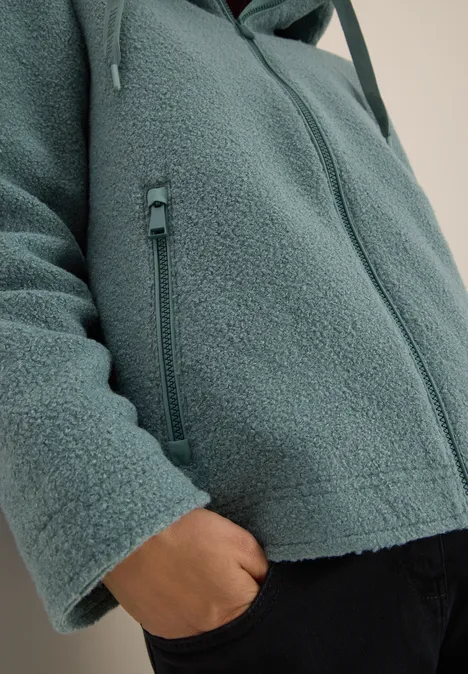 Veste courte en optique laine ice hill green