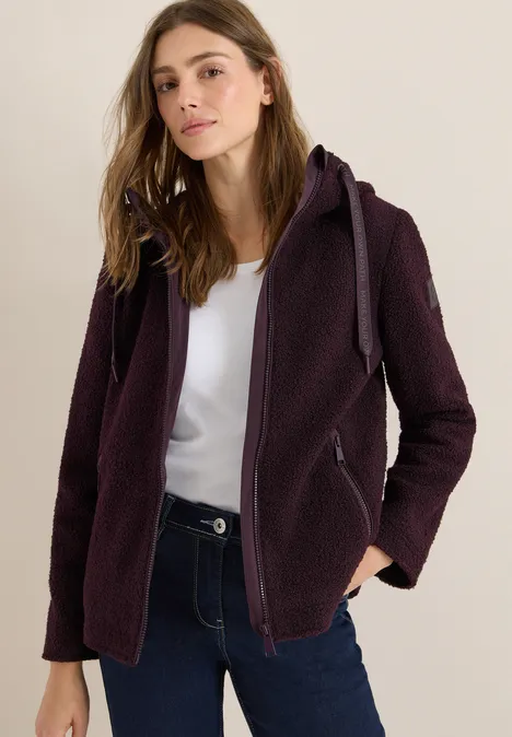 Veste courte en optique laine dark plum
