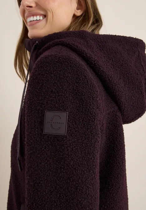 Veste courte en optique laine dark plum