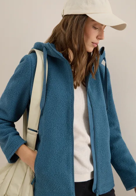 Kurze Wolloptik-Jacke moonstone blue