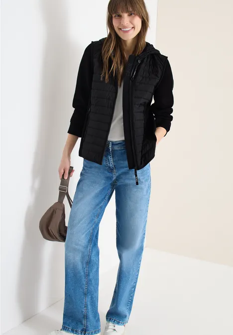 Jas met structuurmix en capuchon Black Jas met structuurmix en capuchon Black