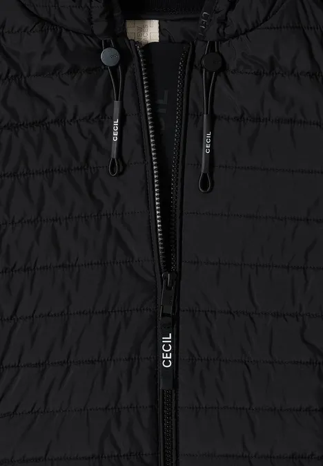 Jas met structuurmix en capuchon Black Jas met structuurmix en capuchon Black