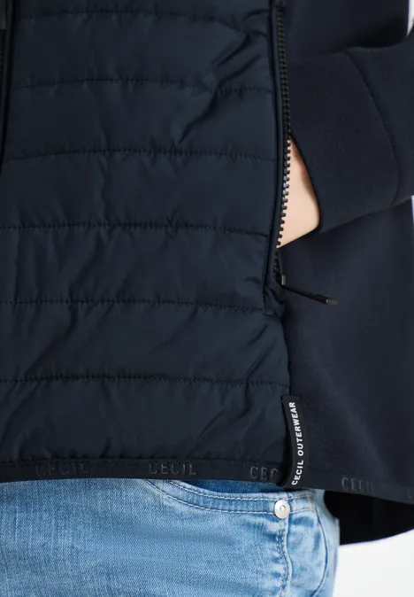 Jas met structuurmix en capuchon blue navy Jas met structuurmix en capuchon blue navy