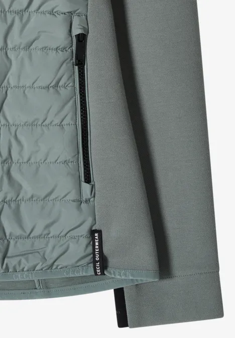 Jas met structuurmix en capuchon kelp green Jas met structuurmix en capuchon kelp green