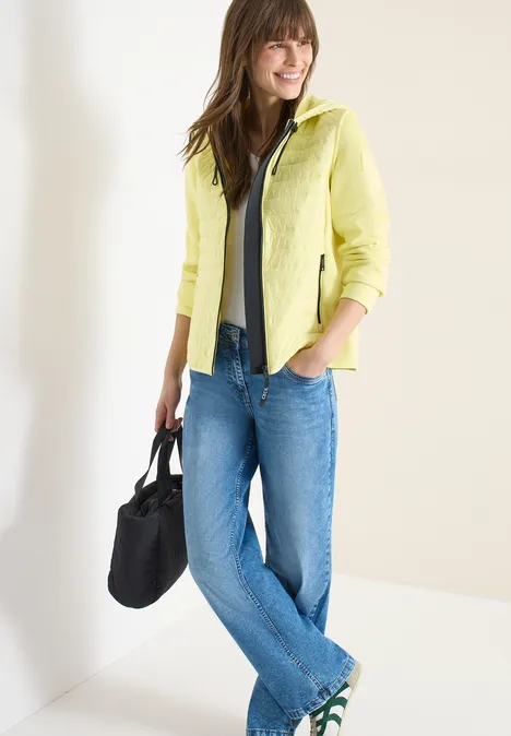 Jas met structuurmix en capuchon iced yellow Jas met structuurmix en capuchon iced yellow