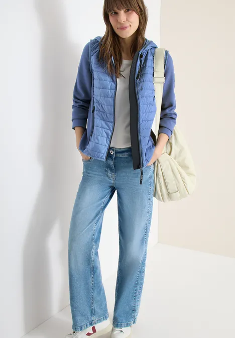 Jas met structuurmix en capuchon coal blue Jas met structuurmix en capuchon coal blue