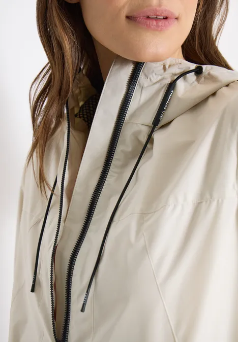 Jacke mit Kapuze und Tunnelzug dust beige