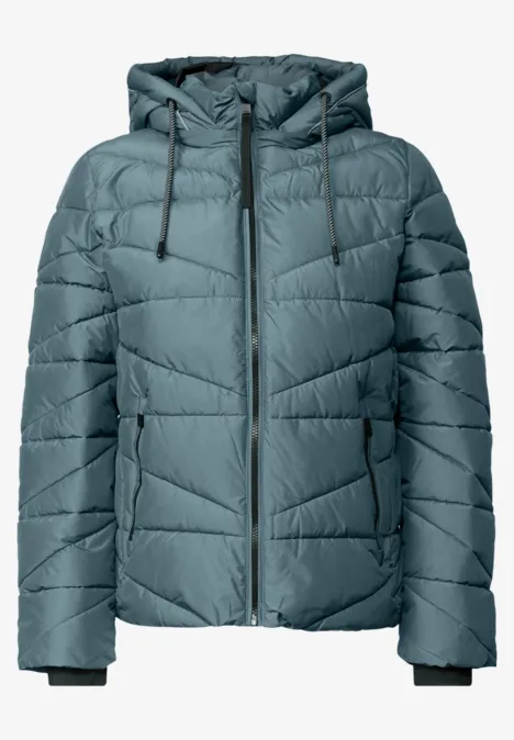 Steppjacke mit Kapuze und Zipper mountain air blue Dunkelgraue, wattierte Kapuzenjacke mit Reißverschluss und Taschen.