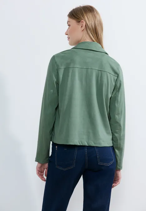 Kurze Velours Jacke raw salvia green