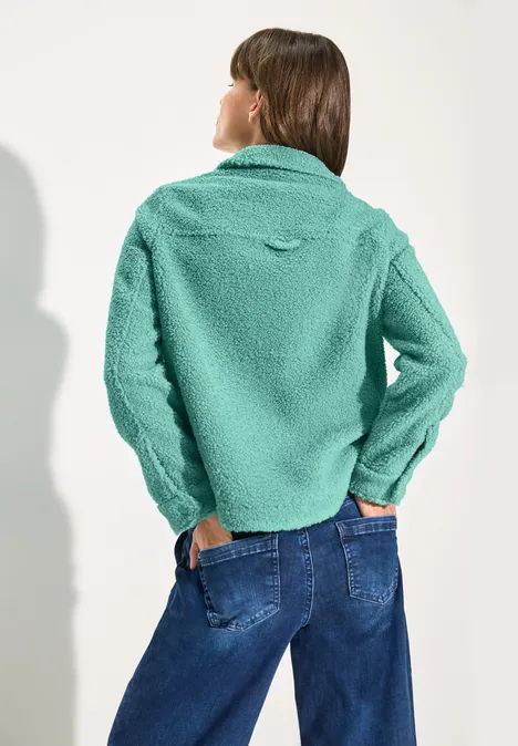 Teddy Jacke mit Hemdkragen adriatic green