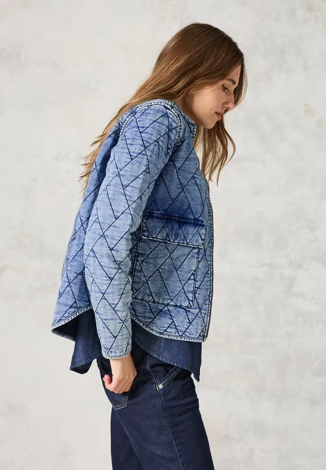 Gesteppte Jeansjacke mid blue wash