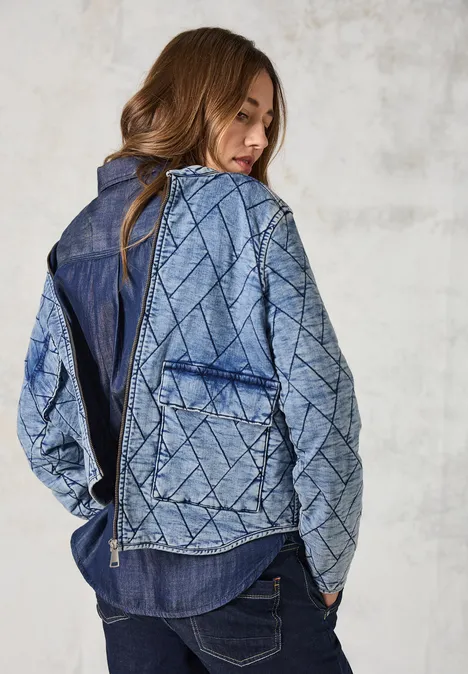 Gesteppte Jeansjacke mid blue wash