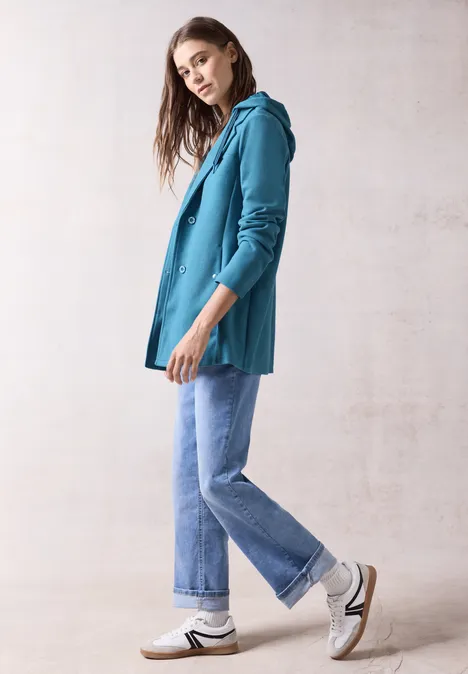 Blazerjacke in Wolloptik aqua melange