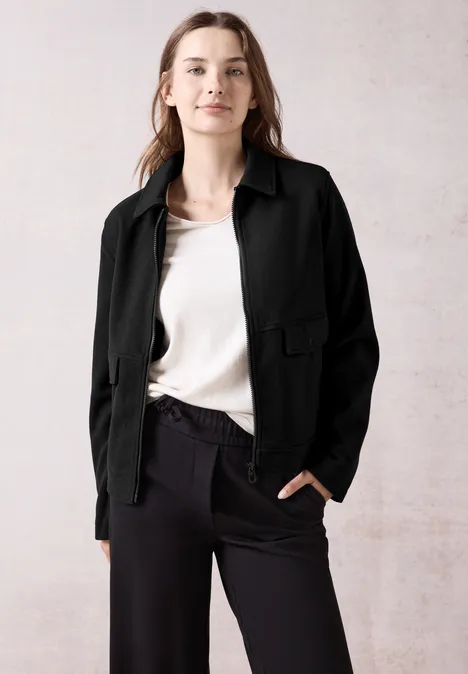 Jacke in Woll-Optik Black