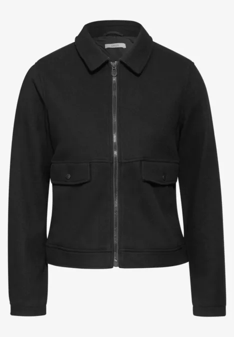 Jacke in Woll-Optik Black