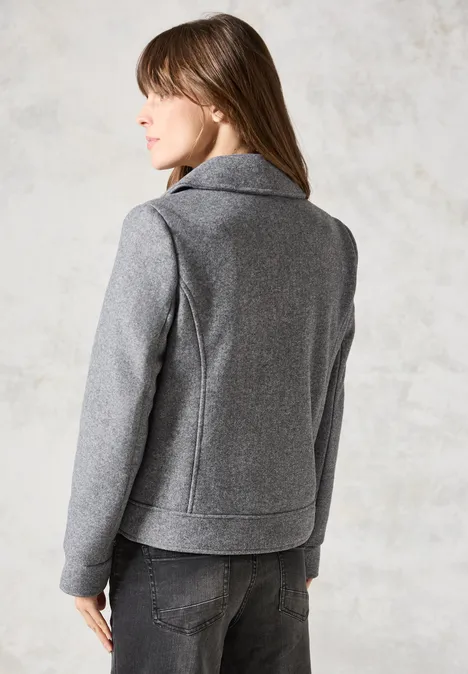 Bikerjacke in Woll-Optik platinum grey mel.