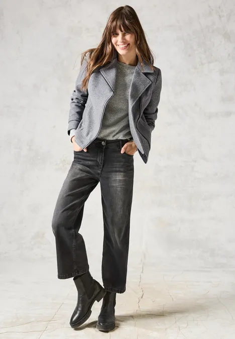 Bikerjacke in Woll-Optik platinum grey mel.