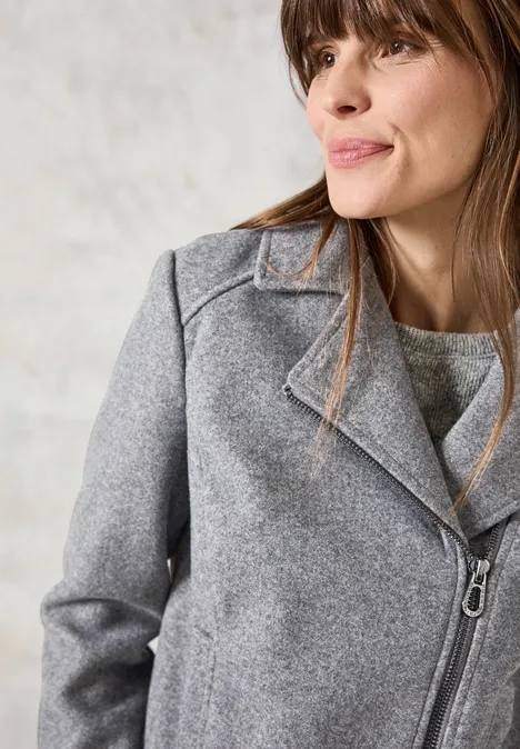 Bikerjacke in Woll-Optik platinum grey mel.