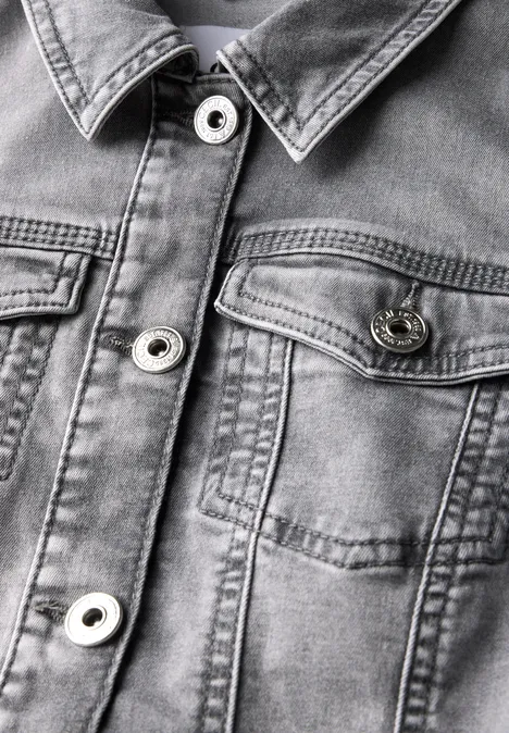 Jeansjacke mit Hemdkragen mid grey used wash