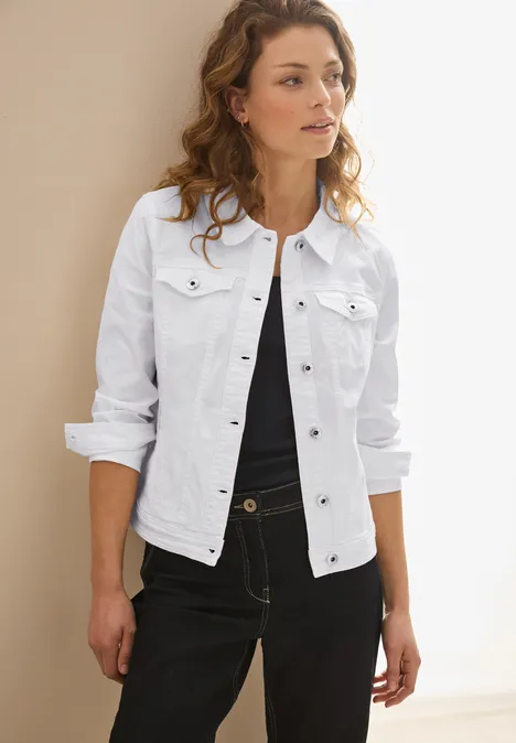 Jeansjacke mit Taschen White