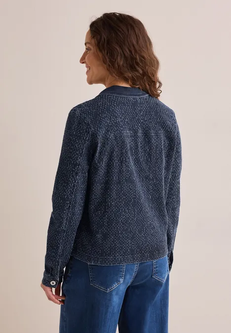 Jeansjacke im Bouclé-Look mid blue wash