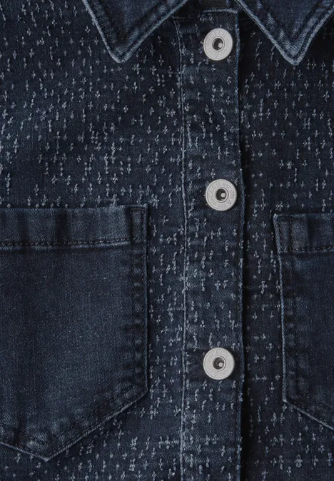 Jeansjacke im Bouclé-Look mid blue wash