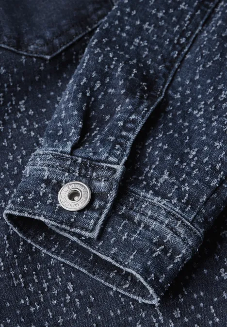 Jeansjacke im Bouclé-Look mid blue wash