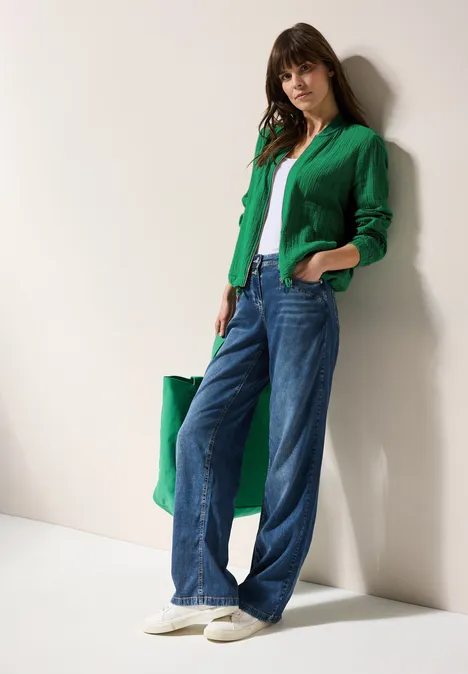 Kurze Musselin Jacke garden green