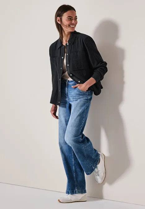 Musselin Overshirt Black