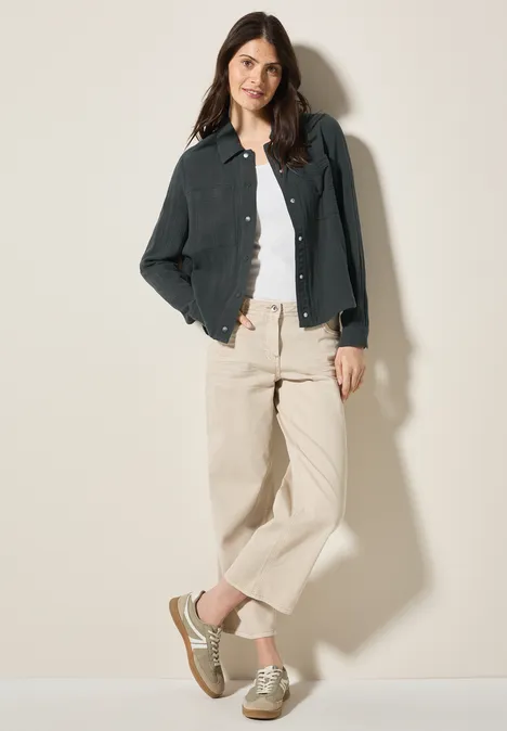 Musselin Overshirt slate khaki