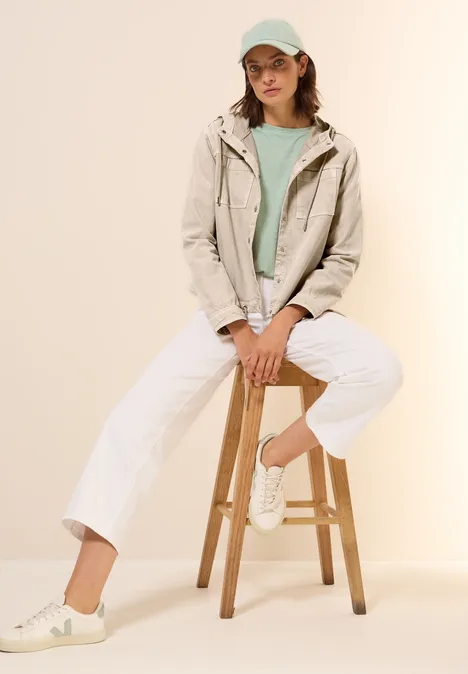 Overshirt mit Kapuze boulder beige
