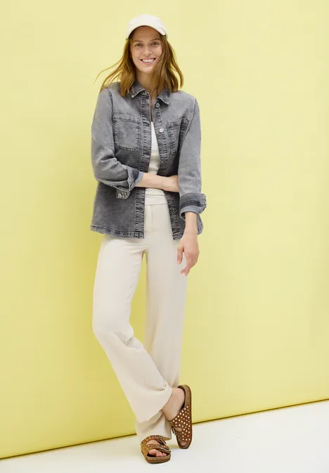 Denim Overshirt mid grey random wash