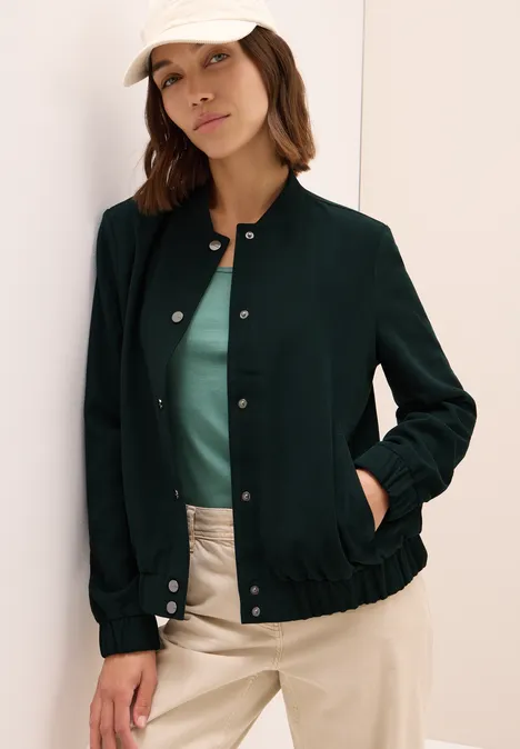 Mini ribfluwelen blouson ink green