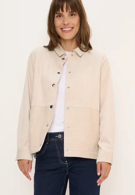 Cord Overshirt mit Knöpfen oat milk beige