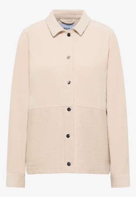 Cord Overshirt mit Knöpfen oat milk beige