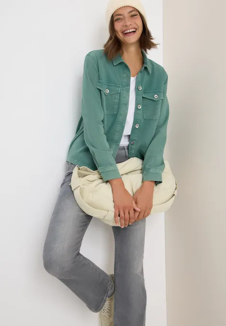 Colored Denim Overshirt jewel green