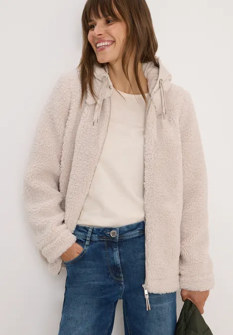Teddy-Overshirt mit Kapuze teddy vanilla white