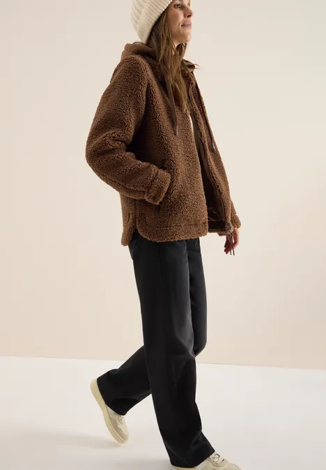 Teddy Overshirt mit Kapuze mocha caramel