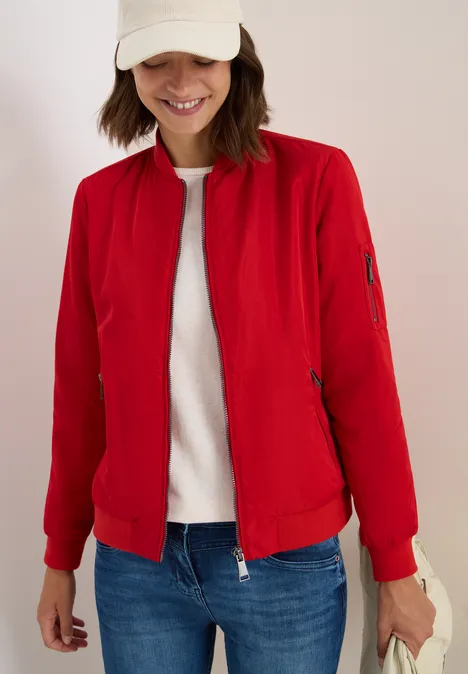 Nylon-Look Blouson fiery red