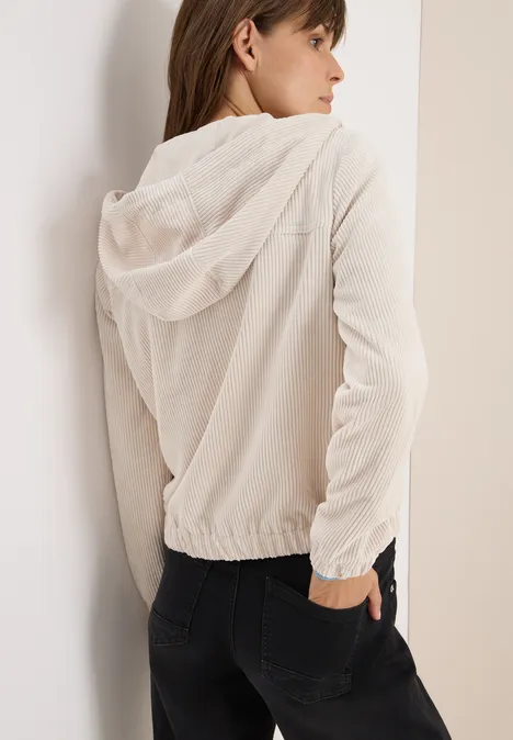 Cordjacke mit Kapuze oat milk beige