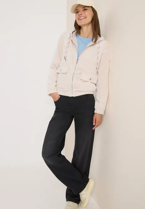 Cordjacke mit Kapuze oat milk beige