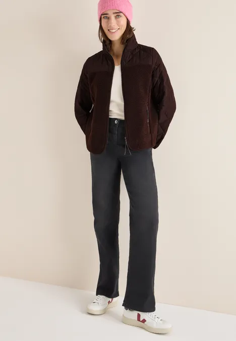 Teddy-Jacke mit Steppdetails tartufo brown